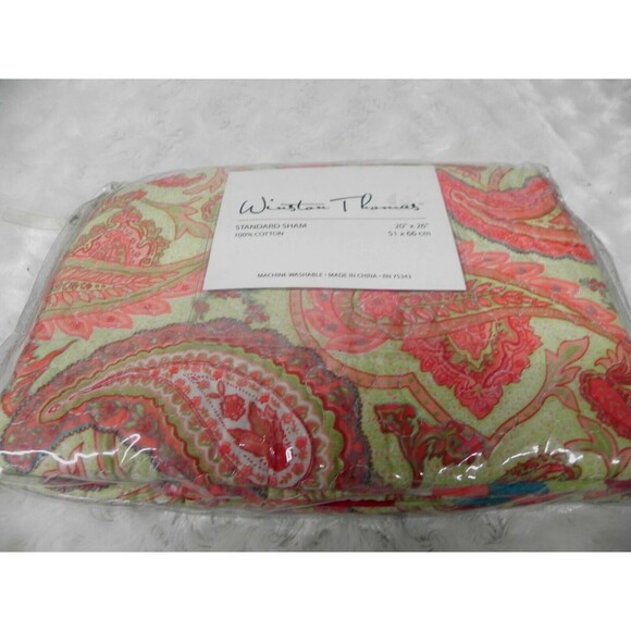 Winston Thomas Pink Paisley Standard Pillow Sham NOS - Picture 3 of 6